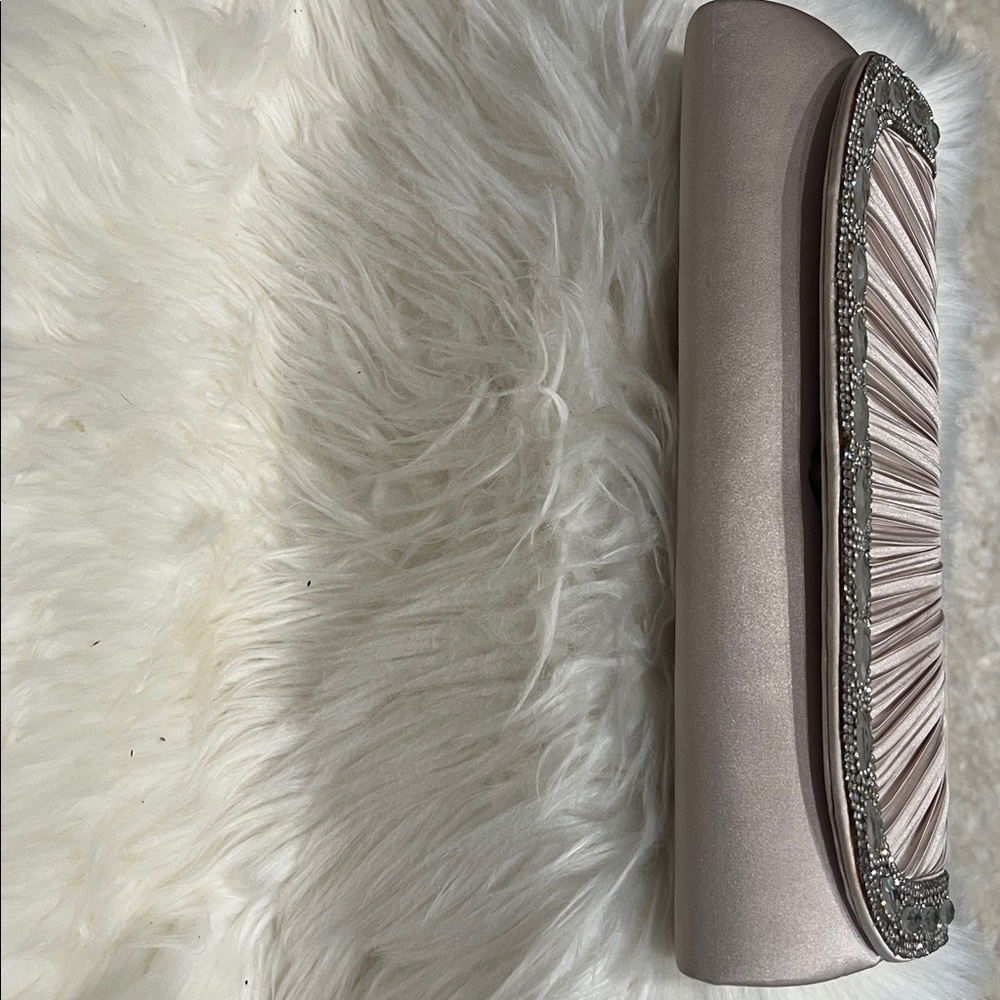Lulu Townsend Blush Satin Magnetic Closure Evening Bag - Picture 3 of 5